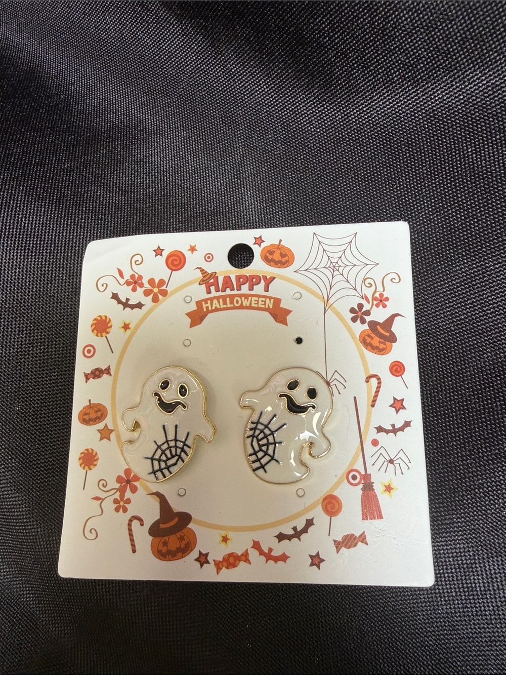 Happy Halloween Kids Ghost Earrings - White